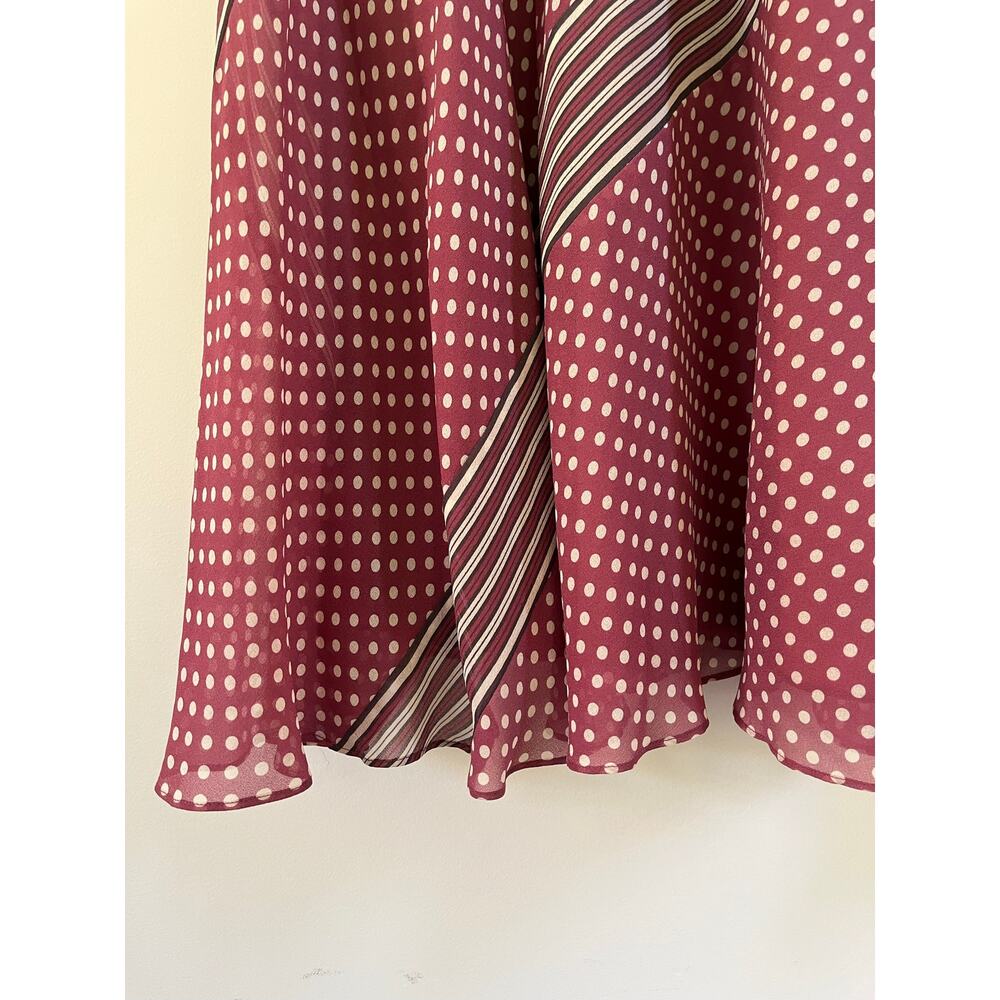 VTG 90s DKNY Silk Maxi Skirt Pink Polka Dot Striped Panel Sz L - Picture 5 of 7